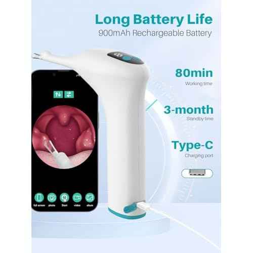 Voraiya Electronic Tonsil Stone Remover, Visible Tonsil Camera, Tonsil Stone Removal Kit with Camera and Led Light, APP WiFi Connection, Tonsil Stone Vacuum with 5 Level Oral Suction Device