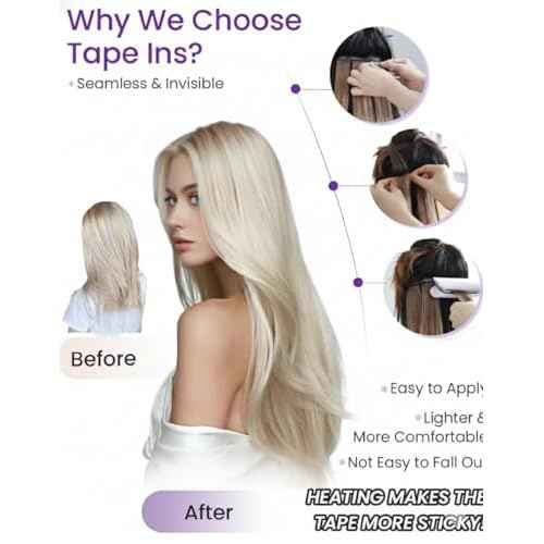 LaaVoo Tape in Human Hair Extensions Balayage Hair Tape in Extensions Ombre Brown to Ash Blonde with Platinum Blonde Tape on Extensions Real Straight Hair 22inch 50g 20pcs