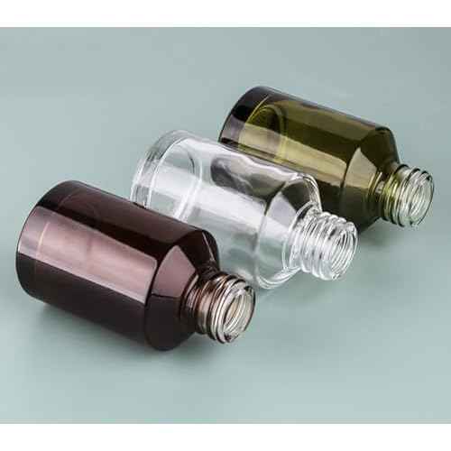 2 Pcs 60ml 2oz Glass Travel Bottles Leakproof Liquid Foundation Bottle Lotion Pump Bottles Lotion Dispenser Soap Dispenser Cosmetics Containers Jar with Black Pump(Wine Red and Green)