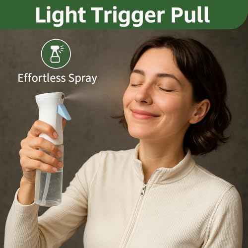 2-Pack Continuous Fine Mist Spray Bottle for Hair - Patented Ultra-Fine Mist for Hairstyling, Cleaning, Plants, and More - BPA-Free, Leak-Proof, 360¡Æ Spray, Durable - White (300 ml/10.1oz)