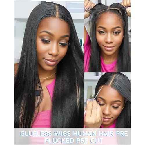 99j Burgundy Glueless Wigs Human Hair 9x6 HD Lace Front Wigs Human Hair 200% Density Straight Glueless Wigs Human Hair Pre Plucked Pre Cut wigs for Black Women 26 inch