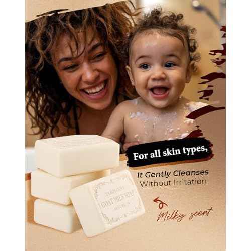 Australian Goat Milk Soap,Helps Moisturize,Smooth & Cleanse Skin,Triple-milled Bar Soap with Cocoa Butter,Aloe Vera and Pure Plant Oil,Body Soap Bars 6.3 oz for Adults & Babies,Pack of 4