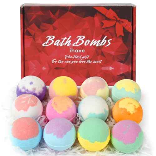 iHave Bath Bombs for Kids and Women, 12 Natural Handmade Bath Bomb Gift Set, Bubble Bath Bombs - Perfect Self Care Relaxing Spa Gifts for Women