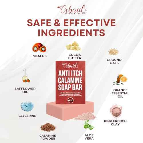 Calamine Soap Bar for Itching ? All Natural Instant Itch Relief ? Calming Calamine Soap for Itchy Skin, Insect Bite, Eczema, Poison Ivy Rash, Chicken Pox ? Pure Raw Anti-Itch Body Wash Made in USA