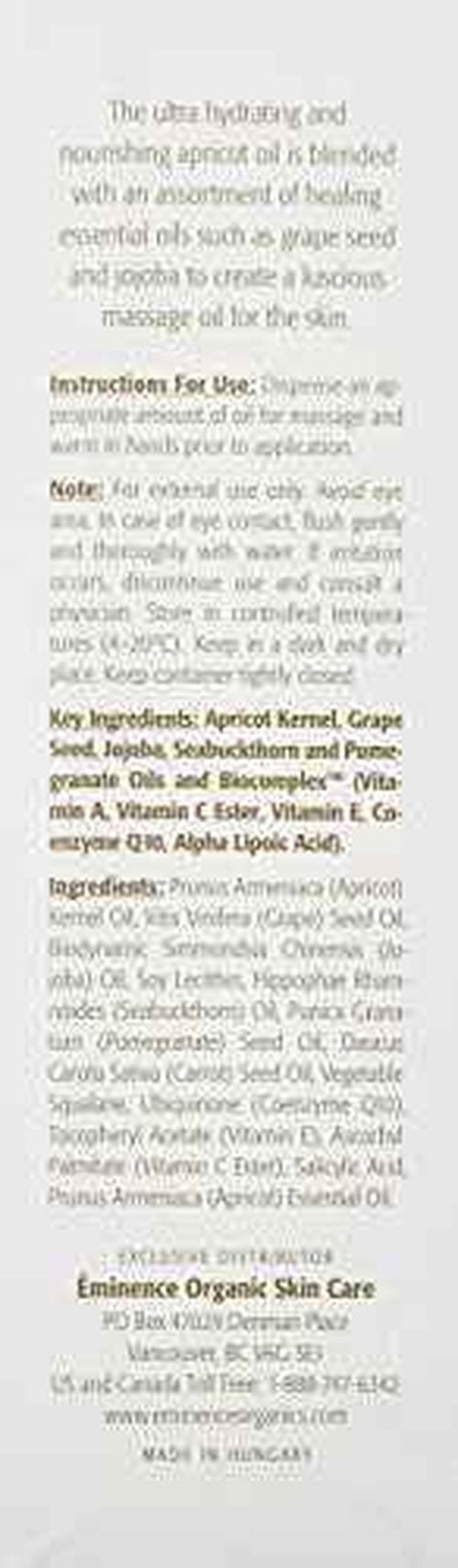 Eminence Apricot Body Oil for Unisex - 8.2 oz Oil