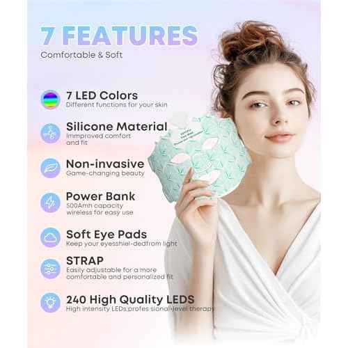 Red Light Therapy Mask for Face, 7 Colors LED Face Mask Light Therapy At Home, Led Face Mask Light Therapy, Green