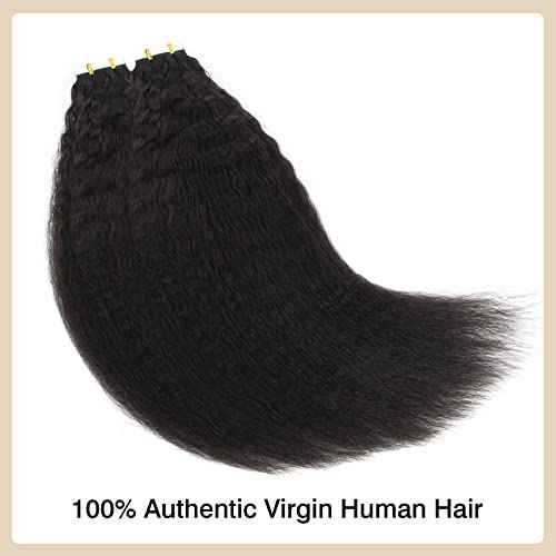 Lovrio Kinky Straight Tape ins Human Hair 100 Gram 40 Pcs Thick Full Ends Tape ins for Black Women Hair Extensions 24 Inches