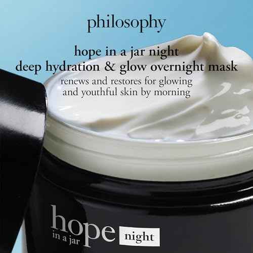 philosophy hope in a jar deep hydration & glow overnight face mask - with glycolic & hyaluronic acid - renews & restores dry skin for a smooth, glowy finish - 2 fl oz.