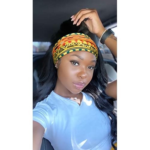 Huachi Wide Headbands for Women Boho Workout Head Bands for Women¡¯s Hair African Knotted Non Slip Headwrap Turban Sport Yoga Girls Bandeau Hair Accessories (Pack of 4)
