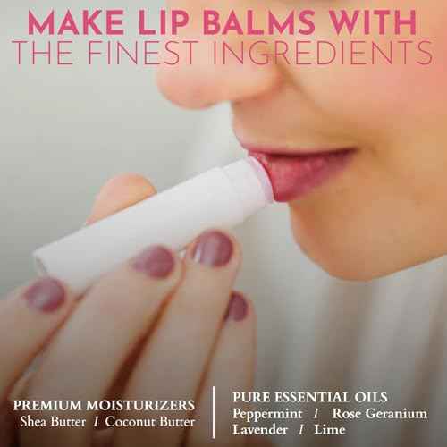 DIY Gift Kits Lip Balm Making Kit - DIY Self-Care Craft Kits - Lip Balm Equipment with Mica & Tubes - DIY Homemade Products with Shea & Coconut Butter - 73-Piece Set, Lime & Rose, Assorted