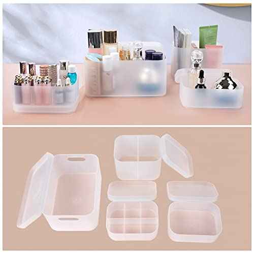 OCHEAL Makeup Organizer Case,Stackable Clear Makeup Organizer Holder, Multi-size Makeup Case Vanity Storage Holder Set for Makeup, Jewelry, toiletries,Makeup Artist Must Have
