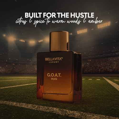 BellaVita Luxury G.O.A.T. Men's Eau De Parfum (3.4 fl.oz) | Natural Refreshing Notes of Bergamot, Lavender, Vetiver & Patchouli Oriental | Fresh Perfume for Men | Long-Lasting Perfume for Mens EDP
