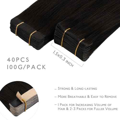 WENNALIFE Invisi Edge & Classic Tape in Hair Extensions Human Hair, 20 Inch 100g 40pcs(20pcs Invisi Edge & 20pcs Classic) Dark Brown Invisible Luxury Remy Hair Natural Seamless Injected Tape Ins