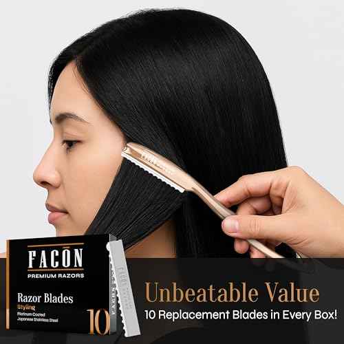 Fac?n Hair Razors for Cutting Hair - Professional Hair Styling Razor Kit with 11 Replacement Blades, Stainless Steel Hair Cutting Tool for Salon & Home, Premium Hair Thinning Texturizing Faether Razor