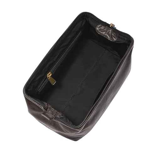 Fossil Leather Travel Toiletry Bag Shave Dopp Kit , Black (Model: MLG0724001)