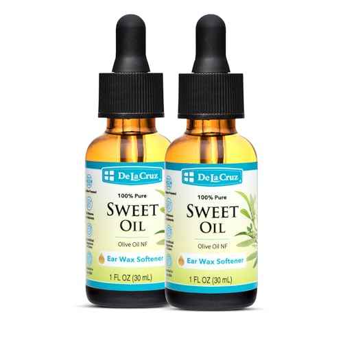 De La Cruz Ear Wax Remover and Earwax Softener, 100% Pure Sweet Oil for ears, Gentle and Natural Ear Oil - 1 Fl OZ - 2 Pack