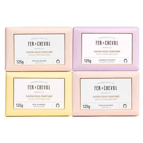Fer ? Cheval Gentle Perfumed Soaps Gift Set, 4x125g/4.41oz - Marseille Vegetable Soap with Shea Butter and Softening Oils