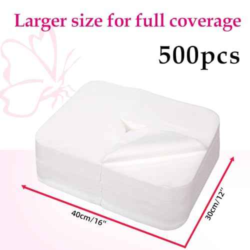 Disposable Face Cradle Covers 500 Count, Medical-Grade, Luxurious, Soft Nonwoven Face Cradle Cover for Massage Table & Chair, Disposable Headrest Covers 16''*12'', White
