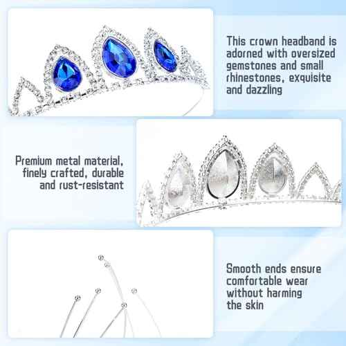inSowni 8 Pieces Silver Metal Sparkly Waterdrop Rhinestone Princess Crown Headbands Tiaras Wedding Birthday Party Prom Headpieces for Women Brides Bridesmaids