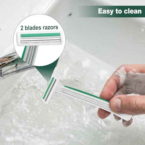 Disposable Razors in Bulk ,Green Razors Individually Wrapped Bulk,Twin Blade Razors with Clear Safety Cap and Shaving Cream, Razors For Homeless, Hotel,Air Bnb,Shelter/Homeless/Travel (100)