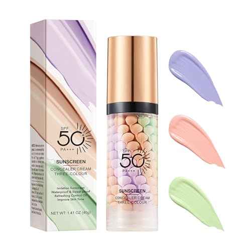 3 In 1 Primer for Face Before Makeup,SPF 50 PA++,Sunscreen Isolation Cream,One Step Color Corrector Primer,Blurs Facial Serum Oil Control &Moisturizing Skin Tone Correcting,Tinted Moisturizer with Spf