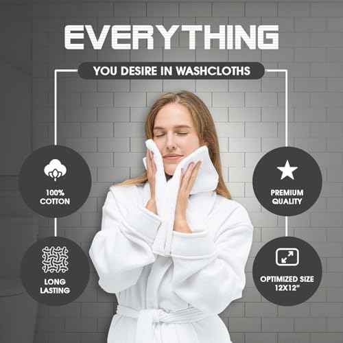 Oakias 100% Cotton Wash Cloths 60 Pack White - 12 x 12 Inches Ring Spun Cotton Facial Towels - Highly Absorbent Quick Dry Spa Towels - Bulk Washcloths Ideal for Scrubbing and Cleaning
