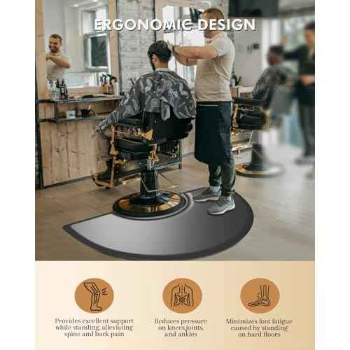Artist hand 3 ft. x 5 ft. Barber Chair Mat Salon & Barber Shop Chair Anti-Fatigue Mats Comfort Salon Chair Mat,Semi Circle - 1/2 in. Thick,Black