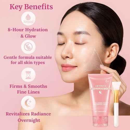 Korean Collagen Night Wrapping Mask - Overnight Peel Off Facial Mask for Face - Hydrating Sleeping Mask Skincare - Anti-Aging Glass Skin Elasticity Treatment - Women