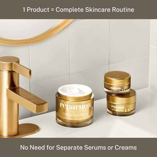 InfiniteAloe r?parneu Gold Anti-Aging Formula, Neck Firming, Face Tightening, Anti Wrinkle Face Cream - Organic Aloe Powered with Collagen, Peptides & Retinyl - 0.5oz Jar