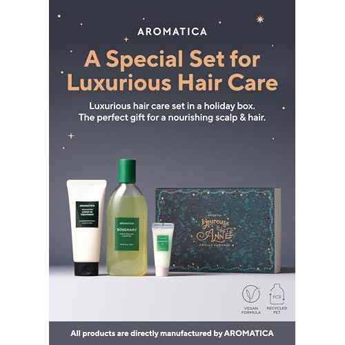 AROMATICA Rosemary Hair Care Gift Set - Shampoo for Hair Growth & Heat Protection, Leave-in Treatment & Scalp Treatment - Hair Care Kit for Women, Sulfate/Paraben Free For Men And Women