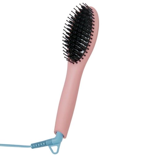 FLOWER BEAUTY Ceramic Straightening Brush - Black, 4 Heat Settings for Smooth, Frizz-Free Straight Hair - All Hair Types