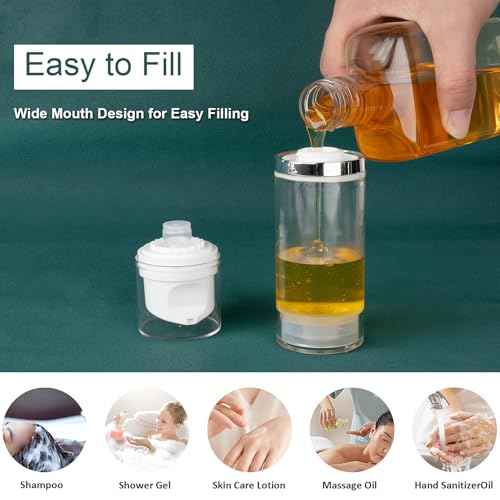 7 Pack Airless Pump Bottles 3.4oz/100ml Lotion Dispenser Travel Pump Bottles for Toiletries Airless Cosmetic Pump Container Airless Pump Jar for Toiletries Shampoo Cream with Labels(Clear)