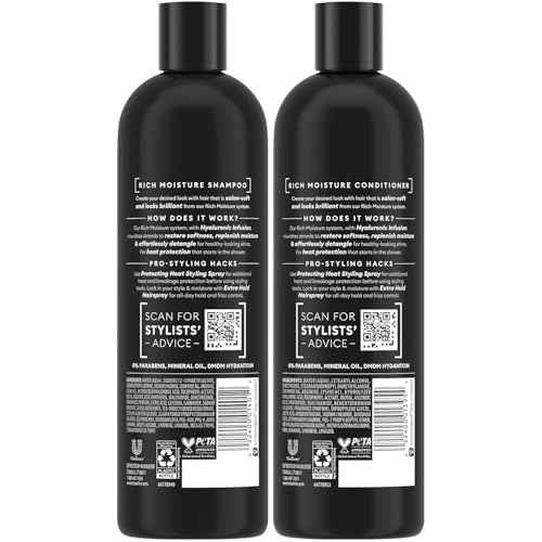 TRESemm? Shampoo and Conditioner Set, Rich Moisture with Hyaluronic Acid ? Vitamin-Enriched Hair Products for Dry Hair, Curly, All Hair Types, 16.5 Oz Ea