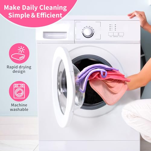 Makeup Remover Cloth 12 Packs Set, 6.5" x 6.5" Reusable Makeup Remover Towels, Makeup Washcloths for Face, Soft & Washable Coral Fleece Microfiber Towel for Face, Eye, Lips