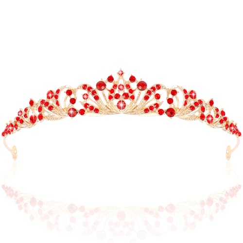 TOBATOBA Red Tiara Crowns for Women Girls Queen of Heart Crown Wedding Tiara Princess Tiara for Wedding Prom Quinceanera Birthday Crown Halloween Hair Accessories