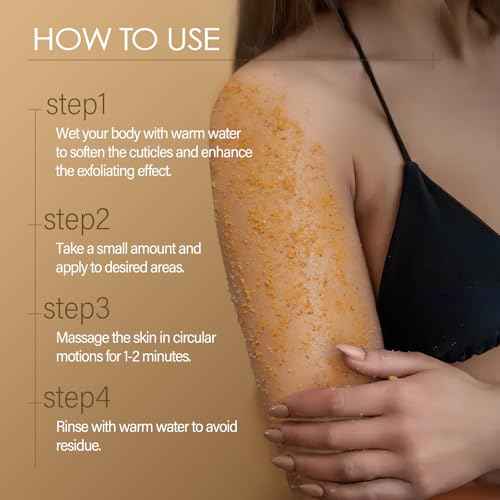 Turmeric Body Scrub Vitamin C Exfoliating Body Scrub With Collagen And Coconut Oil Body Exfoliator Dead Skin Remover Smooth And Hydrated Natural Scrub For Butt Bikini Area With Loofah