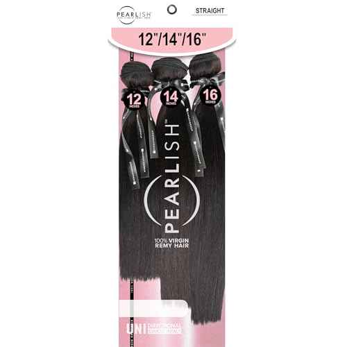 Sensationnel Pearlish multi bundle - straight deep pearl conditioned 15a soft remy beauty supply sew in or glue on human hair layered lengths (12 14 16 inch, NATURAL/BLACK)