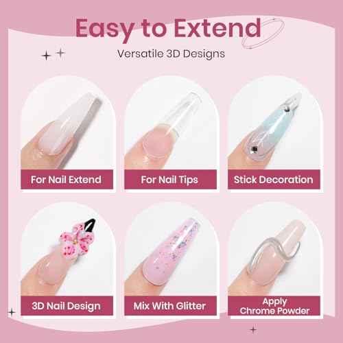 Clear White Pink Solid Builder Gel for Nails 3D Nail Art Sculpture Hard Gel with Dual Form for Extension Carving Molding Patterns Decoration Home Manicure DIY for Women