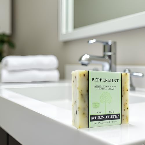 Plantlife Peppermint 3-pack Bar Soap - Moisturizing and Soothing Soap for Your Skin - Hand Crafted Using Plant-Based Ingredients - Made in California 4oz Bar