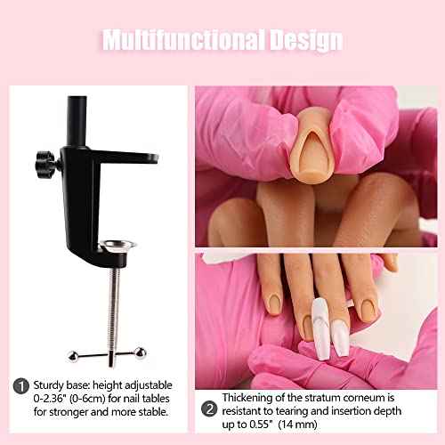 Nail Pratice Training Hand for Acrylic Nails with Stand Bracket,Soft Silicone Maniquin Hand, Flexible Bendable Nail Practice Fake Hand for Nails Art Practice Tool