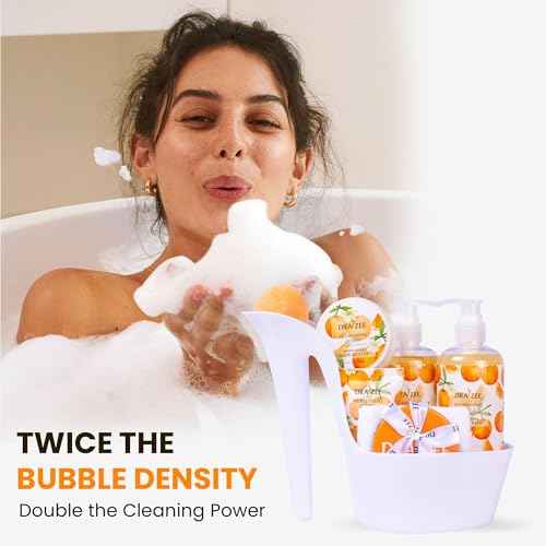 Luxury Spa Gifts for Women ? 8 Pc Citrus Scented Bath and Body Set with Bubble Bath, Lotion & More ? Luxury Self Care Kit for Wife, Mom, Girlfriend, Birthday Gifts for Women by Draizee