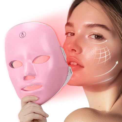 Red Light Mask for Face, 7 Color Red Light Facial Masks, At-Home Facial Care Device, Portable, Cordless, and Rechargeable