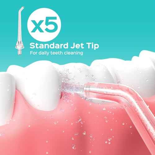 COSLUS Original Water Flosser Replacement Tips: Replacement Heads Compatible with COSLUS, Aquasonic, Nicwell, Oralfree, WELLFINE, Hangsun, Tovendor Water Dental Pick, Flosser Accessory, 5 Classic Tips