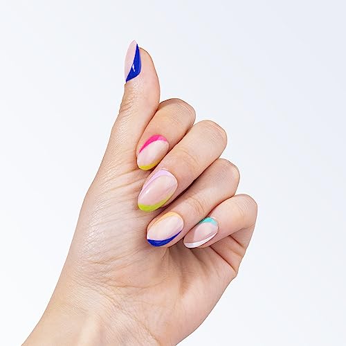 Signet Press On Nails - Heatwave | Long Lasting Short Almond Nail Manicure Kit - Easy to Apply - Nail Kit includes 24 Nails in 12 Sizes, Nail Glue, Adhesive Gel Tabs, Nail File, & Cuticle Stick