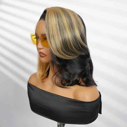 Yolissa Honey Blonde Wig Human Hair Short Blonde Wig Straight Wigs Human Hair 13x4 Lace Front Wigs Glueless Wigs Pre Plucked Pre Cut Wig For Women 12in