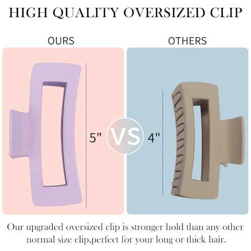 Ahoney 5 Inch Extra Large Claw Clips Big Hair Clips for Thick Long Hair, XL Giant Claw Clip Strong Hold Oversized Clip, Matte Banana Jumbo Jaw Clips, Hair Accessories for Women (Purple)