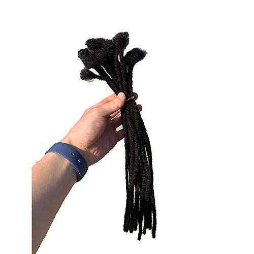 YONNA Human Hair Microlocks Sisterlocks Dreadlocks Extensions 20Locs Full Handmade (Width 0.4cm) 16inch Natural Black #1B