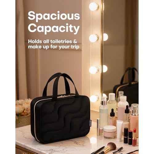 HOTOR Hanging Toiletry Bag - Spacious Travel Toiletry Bag for Women & Men, Multi-Pocket Makeup Organizer, Travel & Cruise Essentials for Business Trip, Gym, Black, 11.0" x 8.7" x 3.9"