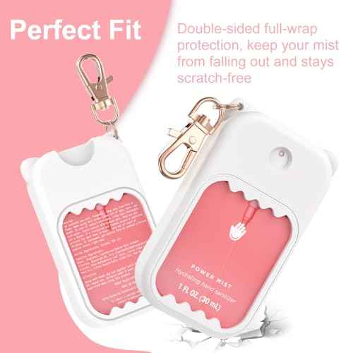 Hand Sanitizer Spray Case for Touchland Silicone Touchland Case Keychain Cute Hand Sanitizer Spray Holder Compatible with Touchland Power Mist Gentle Mist Glow Mist, White