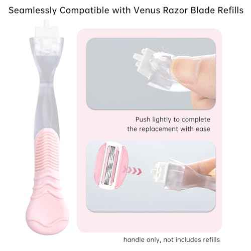 2 Pack Replacement Razor Handle Compatible with Venus only, Pink